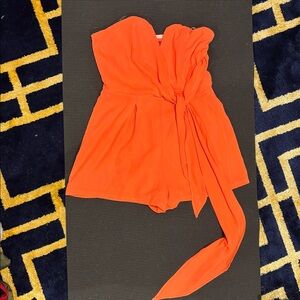 Akira Coral Orange Strapless Romper